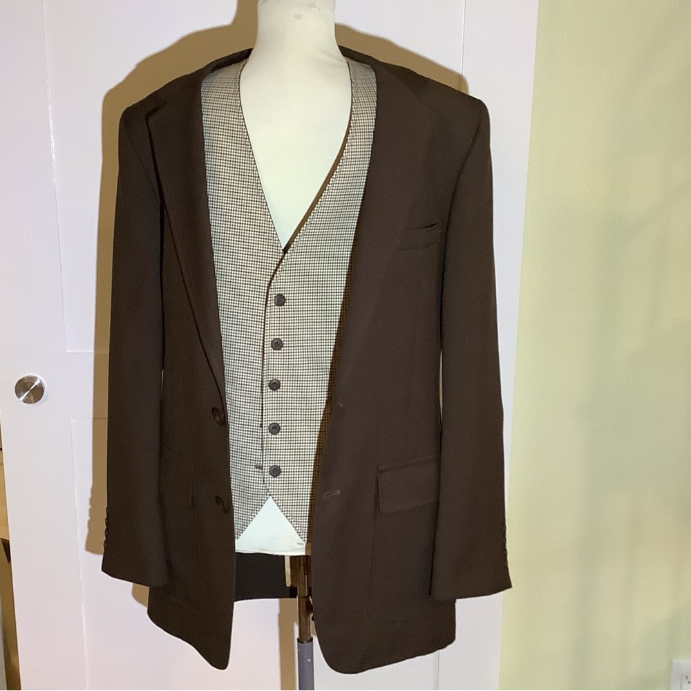 Mens Vintage Quad JCPenny Suit Jacket & Reversible Houndstooth Vest 42L?